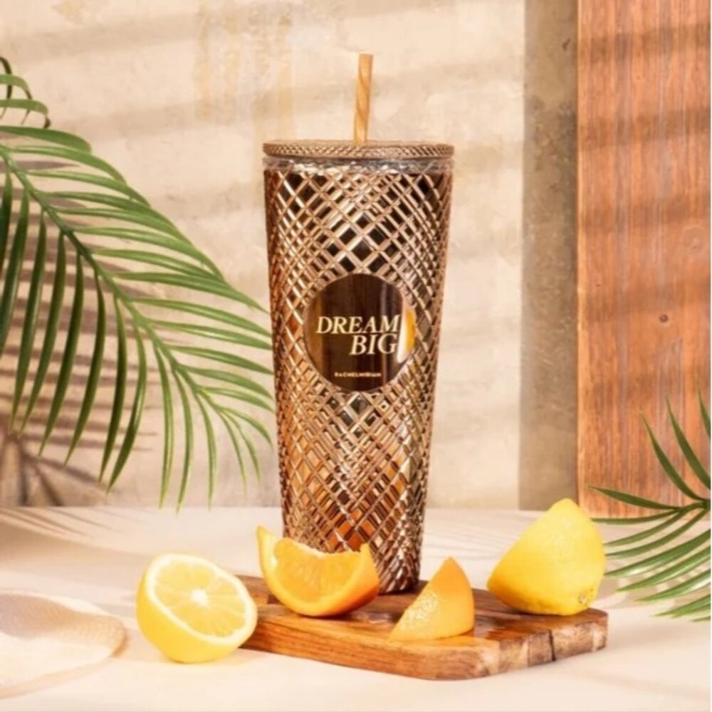 RACHEL MIRIAM Anthropologie Dream Big Metallic Gold Tumbler NIB 24 Oz NEW IN BOX